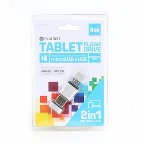 PEN-DRIVE PLATINET 8GB USB-MICRO USB 2 EN 1 PLATA