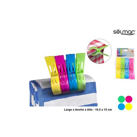 PINZA PLASTICO SOLMAR COLORES (4 PCS)