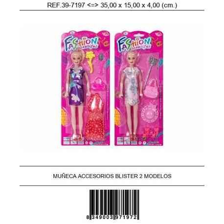 MUÑECA CON ACCESORIOS BLISTER FASHION BEAUTIFUL 2 MODELOS