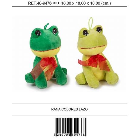 PELUCHE RANA COLORES LAZO 18cm