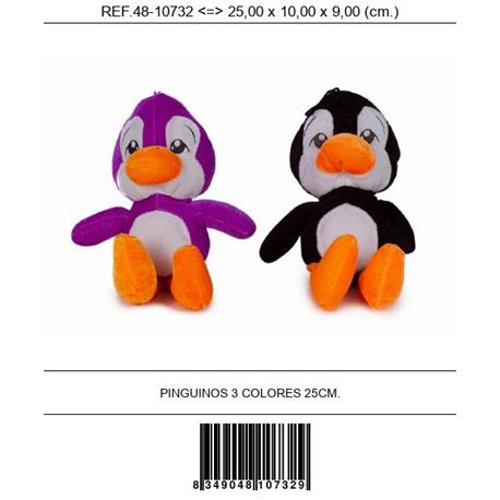 PELUCHE PINGUINOS 3 COLORES 25cm