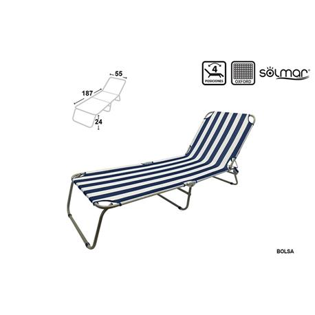 TUMBONA PLEGABLE ACERO CARLA MARINERA 187X55X24CM 4 POSICIONES
