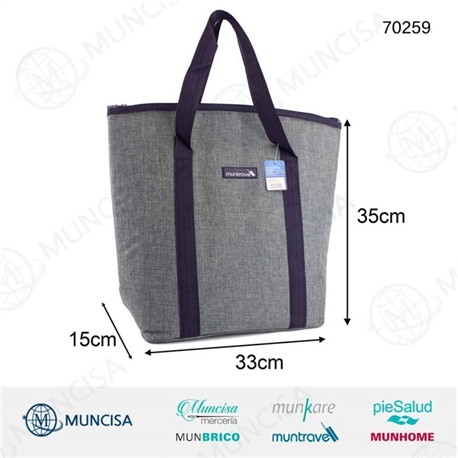 BOLSO NEVERA PLAYA 10L GRIS 33x15x35cm