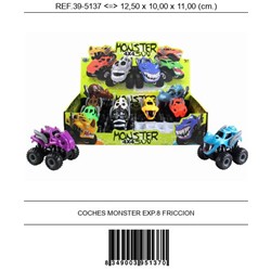 COCHE FRICCION MONSTER 12.5cm SURTIDOS