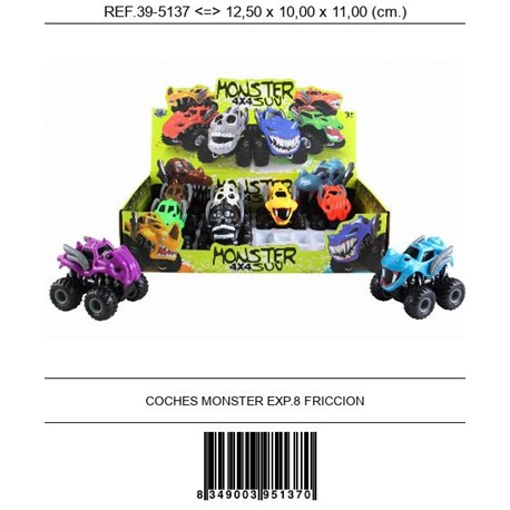 COCHE FRICCION MONSTER 12.5cm SURTIDOS