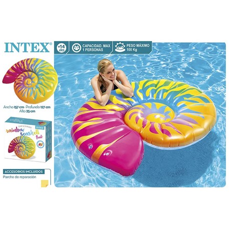 COLCHONETA CARACOLA ARCOIRIS INTEX 157X25X127 CM
