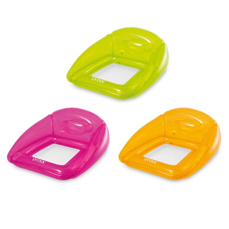 FLOTADOR SILLA LOUNGE POOL NEON TRANSPARENTE INTEX 104x102 CM