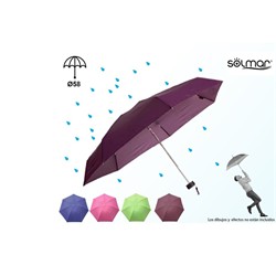 PARAGUAS SOLMAR PLEGABLE MANUAL COLOR LISO 58cm