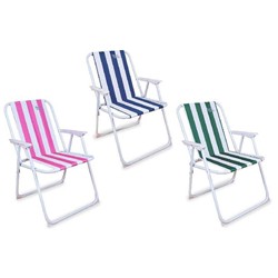 SILLA PLAYA SENCILLA PLEGABLE METAL 52X75X46CMS SURTIDAS