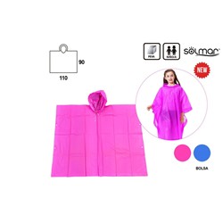 PONCHO SOLMAR CHUBASQUERO PEVA INFANTIL 110x90cm