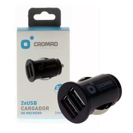 ADAPTADOR CROMAD CARGADOR USB 5V 2.1A NEGRO
