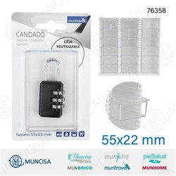 CANDADO CON COMBINACION MUNTRAVEL 55x22mm