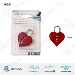 CANDADO CON COMBINACION MUNTRAVEL CORAZON 55x40mm