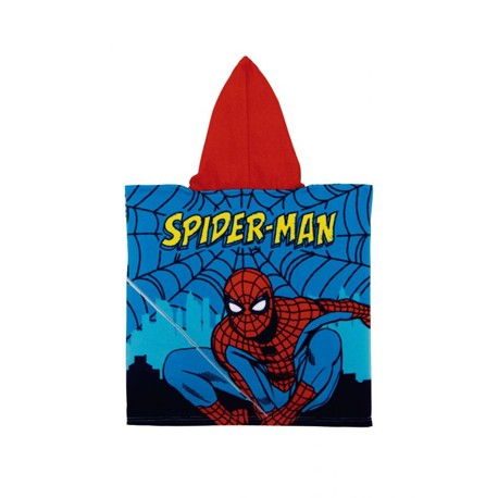 PONCHO SPIDERMAN CON CAPUCHA ROJO/AZUL