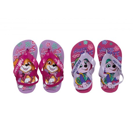 CHANCLA PLAYA PAW PATROL CON TIRA ELASTICA ROSA / LILA SURTIDOS