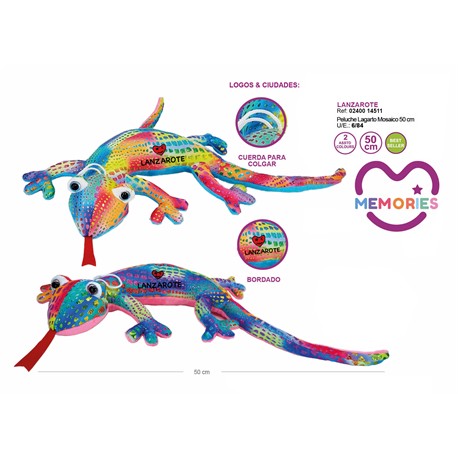 PELUCHE LAGARTO LANZAROTE MOSAICO SURTIDO 50cm