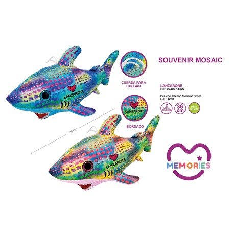 PELUCHE TIBURON LANZAROTE MOSAICO SURTIDO 32cm