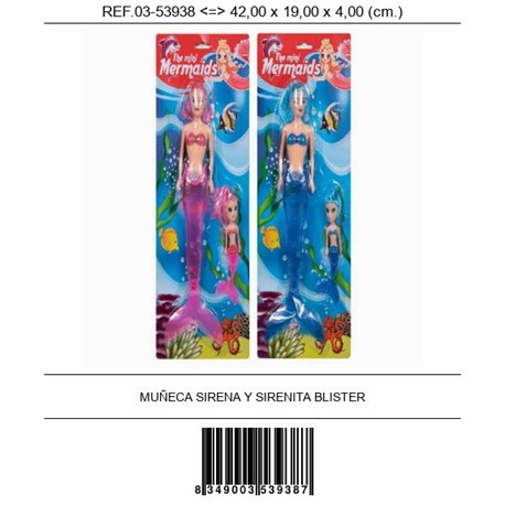 MUÑECA SIRENA Y SIRENITA BLISTER